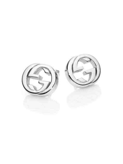 gucci interlocking g earrings in silver|gucci sterling silver heart earrings.